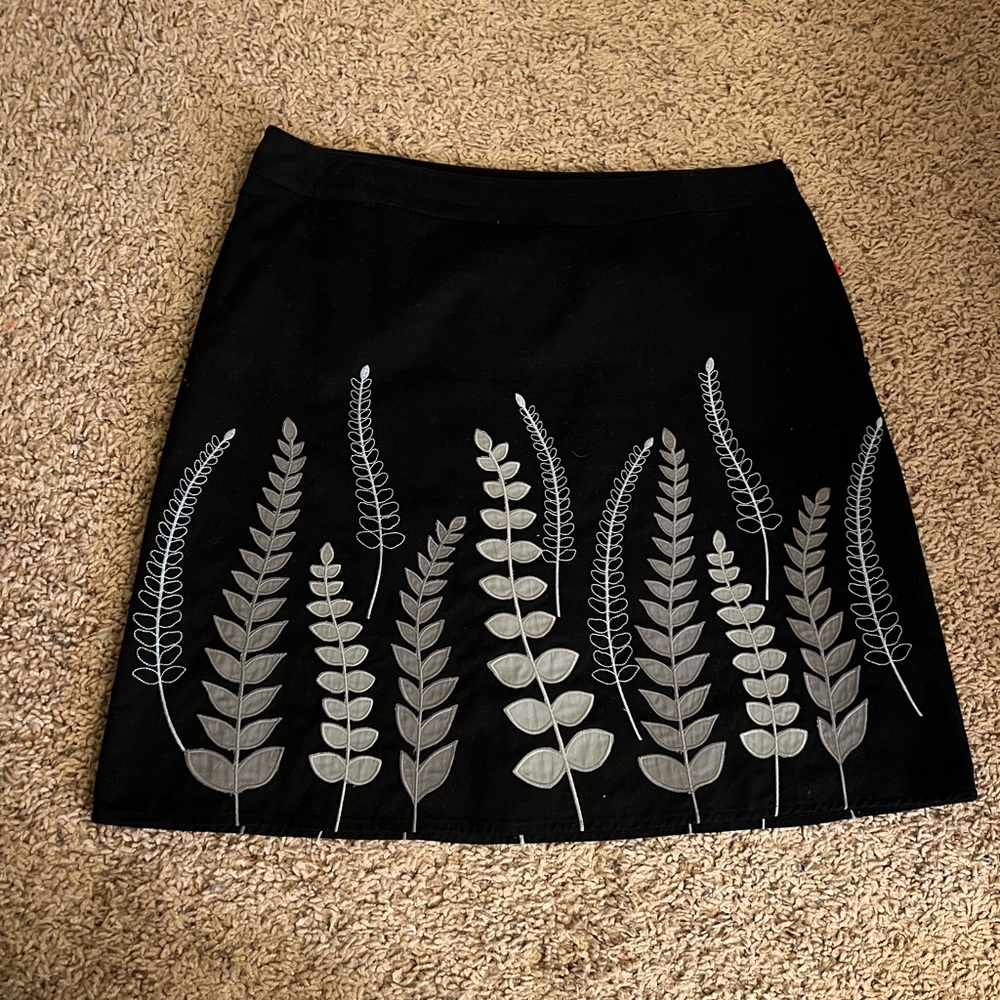 Boden Black Twill Fern Skirt